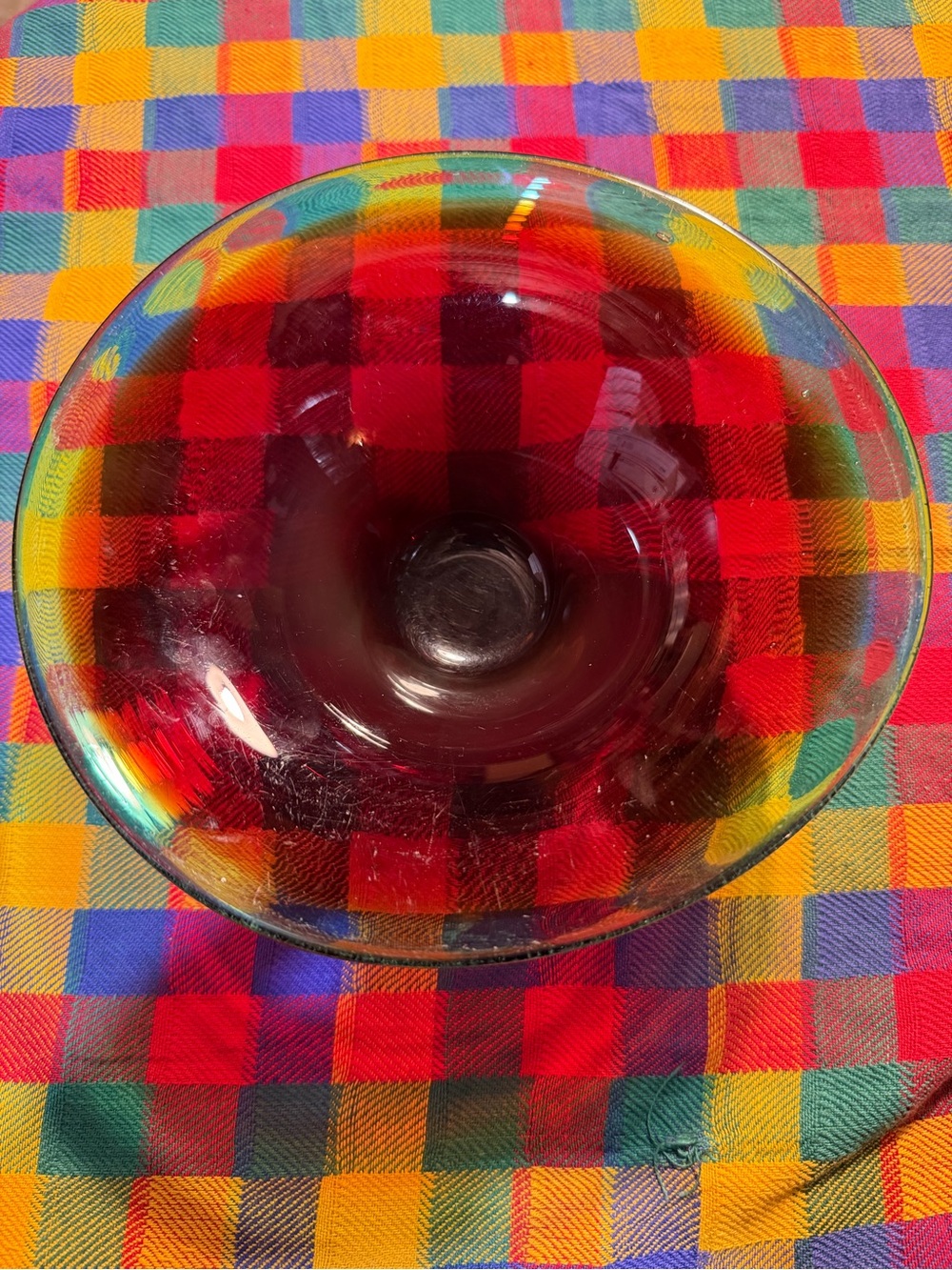 Vintage Ruby Red Art Glass Console Bowl Heavy